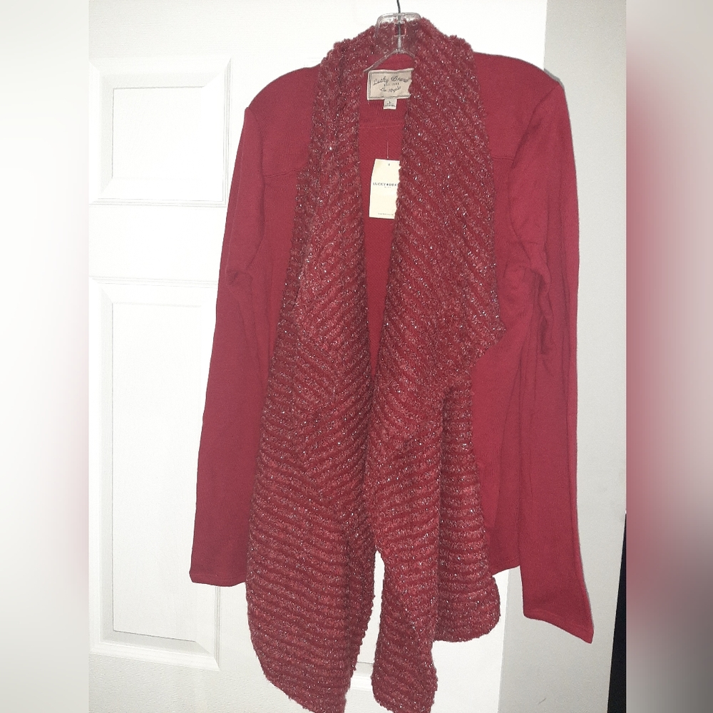 Sweater Jacket, Lucky Brand, red, size 12,